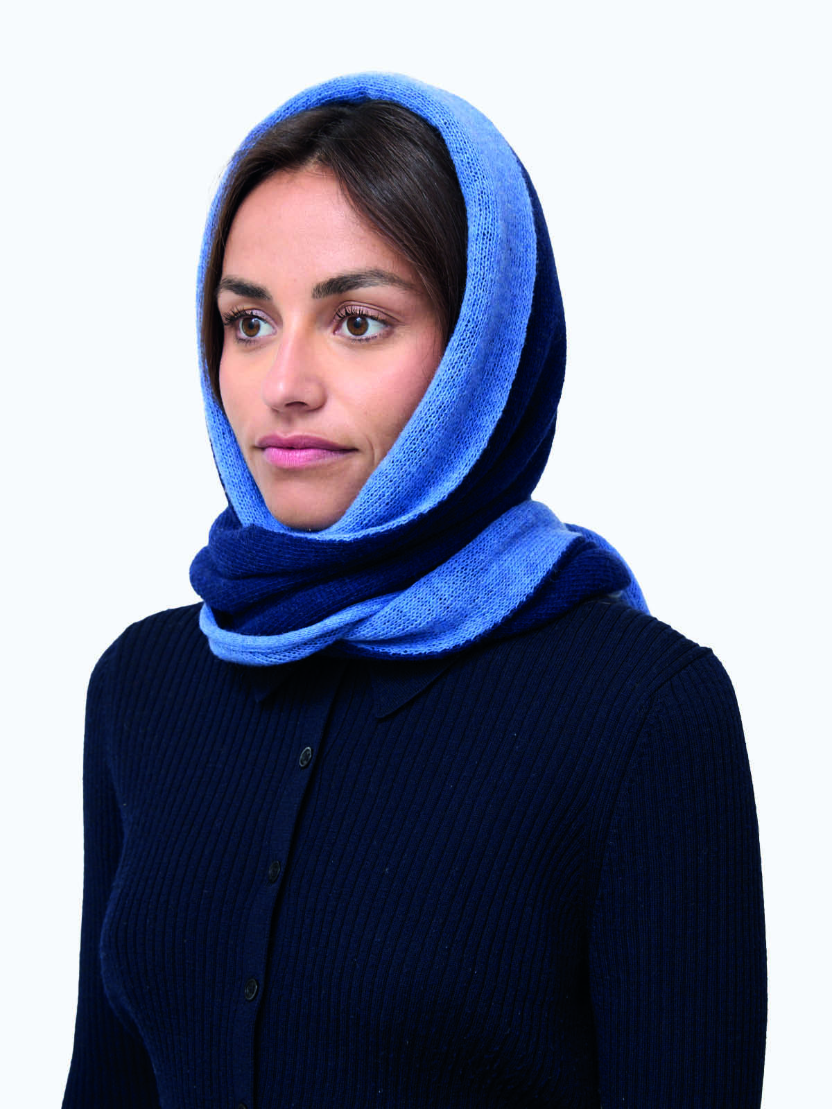 Reversible Balaclava - 100% recycled wool - Deep-blue-calm-blue