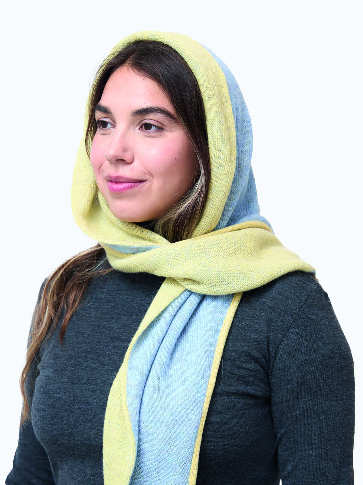 Reversible Balaclava - 100% recycled wool - Sky-blue-butter-yellow