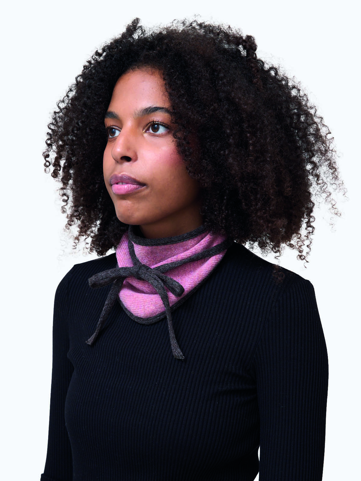 Ribbed Bandana – 100% recycled wool - Calm-pink-cocoa-brown