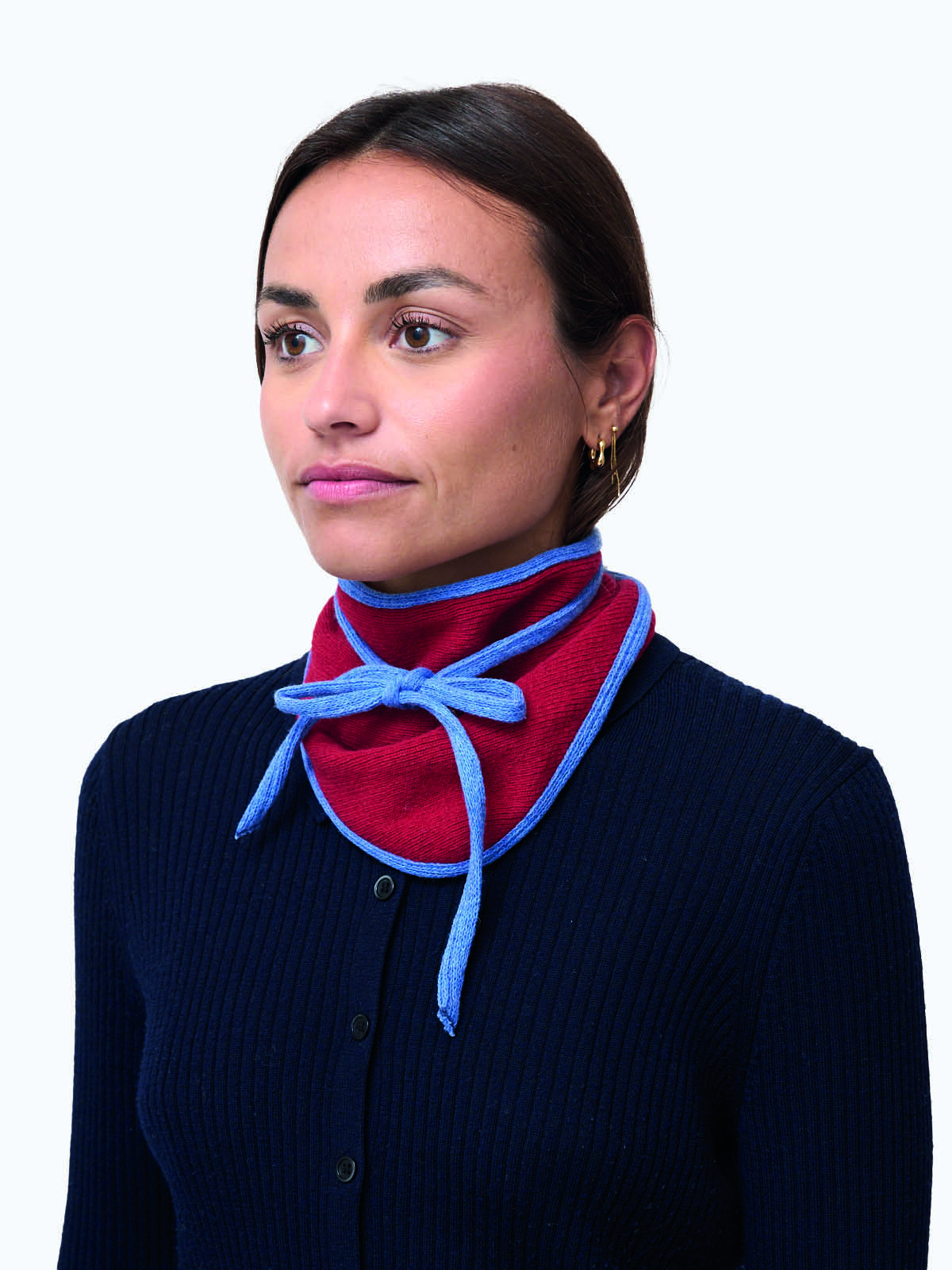 Ribbed Bandana - 100% recycled wool - Total-red-calm-blue
