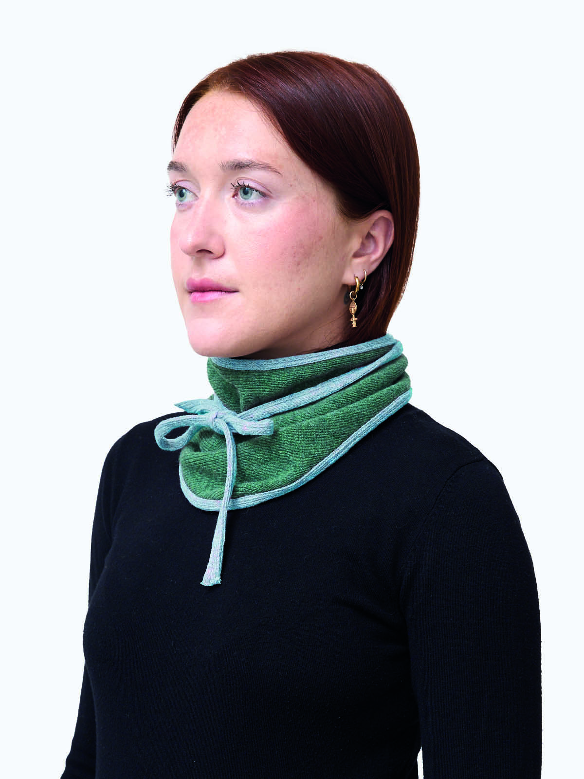Ribbed Bandana - 100% recycled wool - Total-green-sky-blue